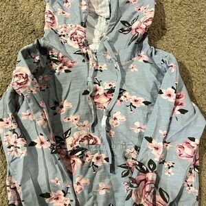 Floral Hoodie with Pink and Blue Design